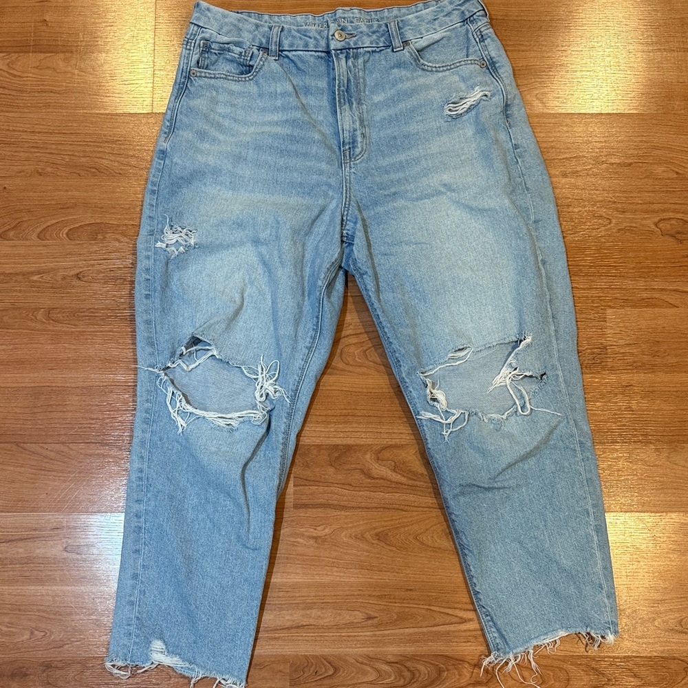 American Eagle Outfitters Ripped Light Blue Boyfriend Jeans